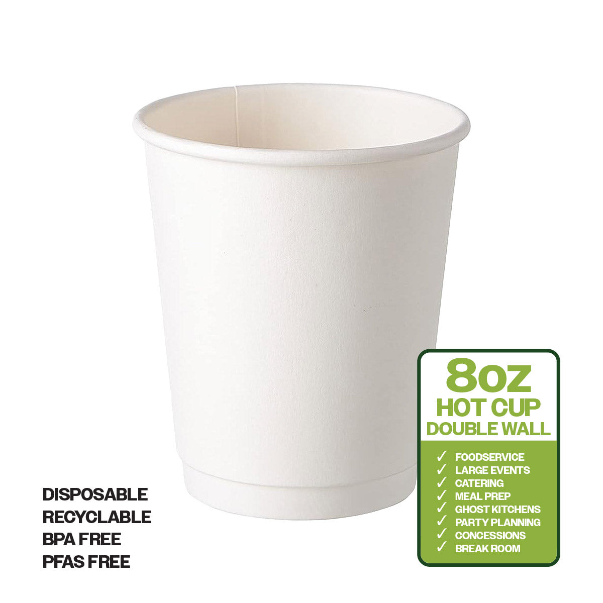 HOT CUP 8-OZ DW___ PAPER WHITE DOUBLE WALL 80MM__