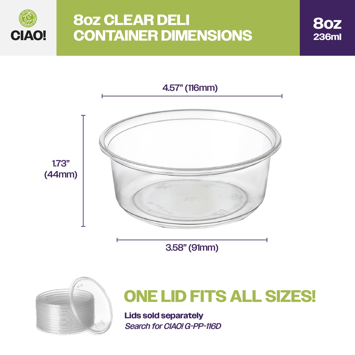 Clear deli container size