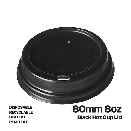CIAO! Polystyrene Black Lid, 80mm, For 8 oz Paper Cup, 1,000 Count
