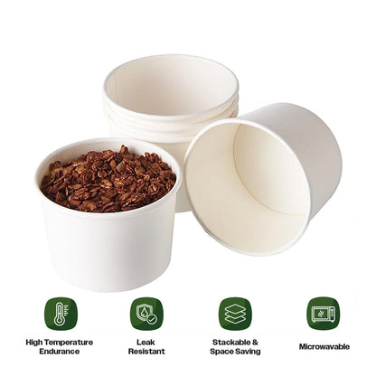 CIAO! 8OZ Disposable White Paper Food Container (1000/case)