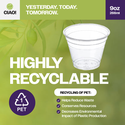 CIAO! 9OZ PET Plastic Cold Cup (Case of 1,000)