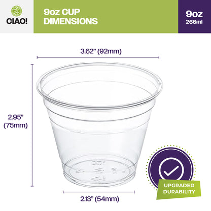 CIAO! 9OZ PET Plastic Cold Cup (Case of 1,000)