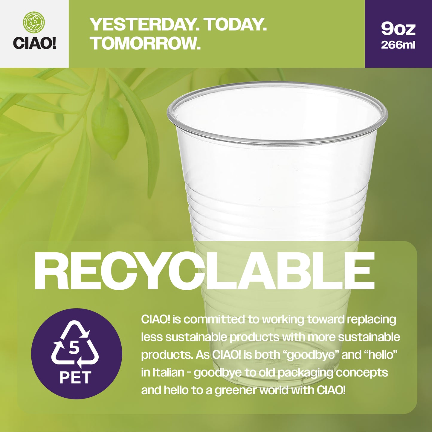 Ciao! 9OZ Polypropylene Disposable Cup (Case of 1,000)