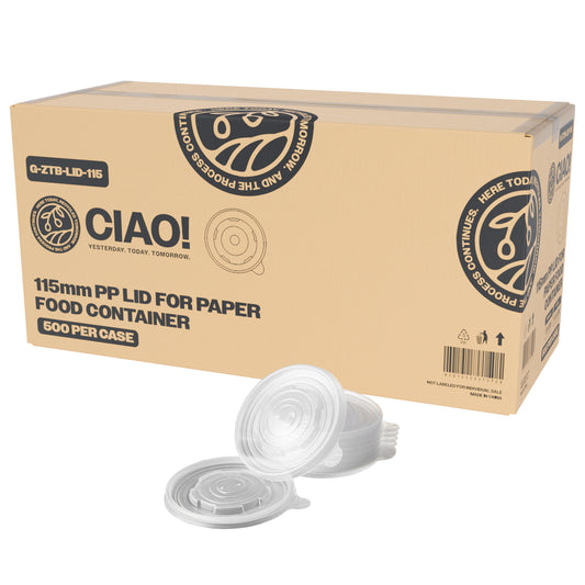 CIAO! 115mm PP Lid for 12,16,24 oz Paper Container (500/case)