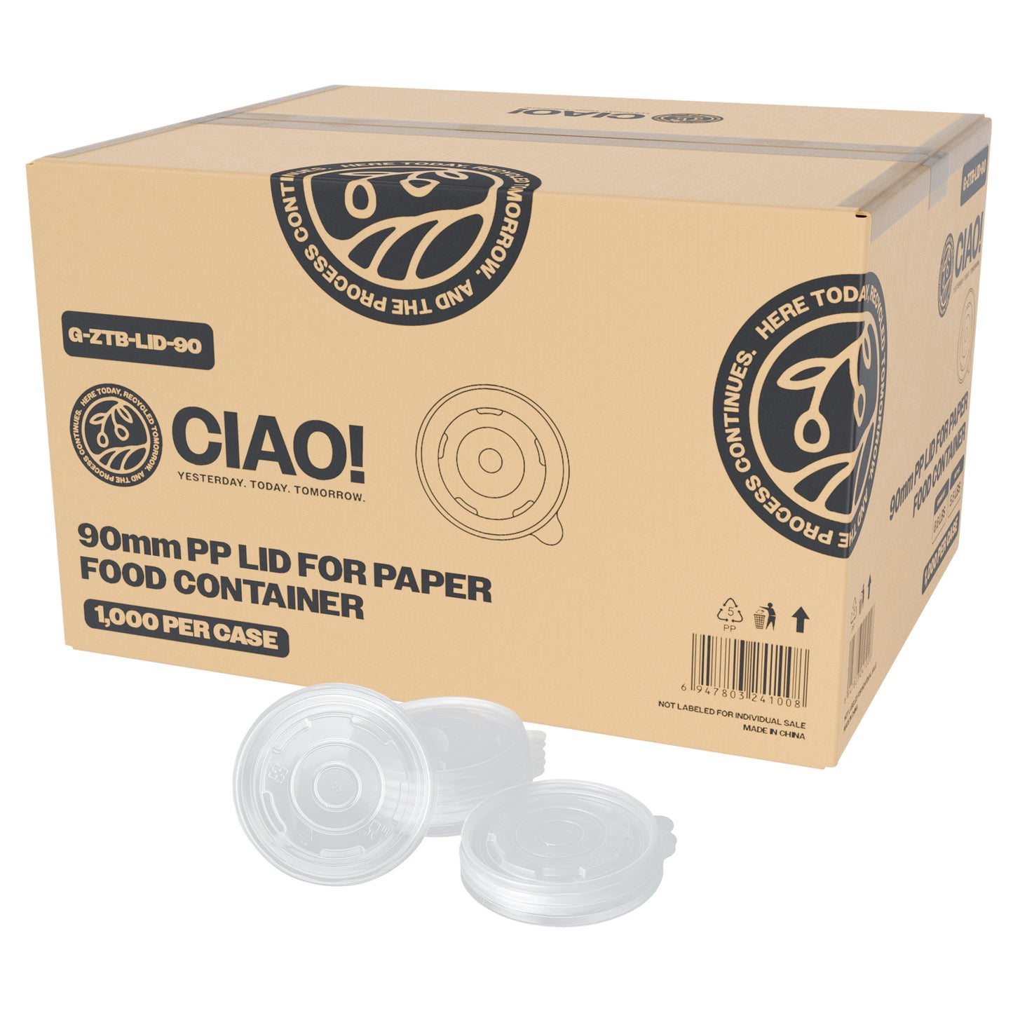 CIAO! 90mm PP Lid for 8 oz Paper Container (1000/case)