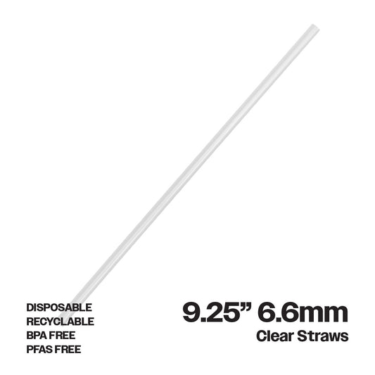 CIAO! 9.25" Clear Super Jumbo Plastic Wrapped Straws .26" outside diameter 10,000/case…