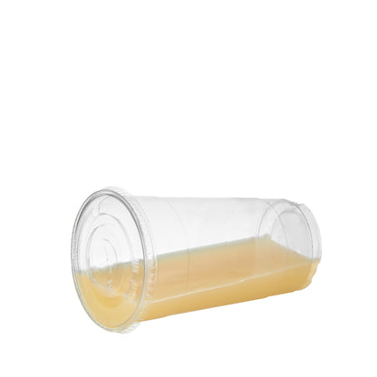 CIAO! 107mm Diameter Ultra Clear PET Flat Lid with Straw Slot - Fits CIAO! Brand 32 oz PET Cups Cups Only (Case of 300)