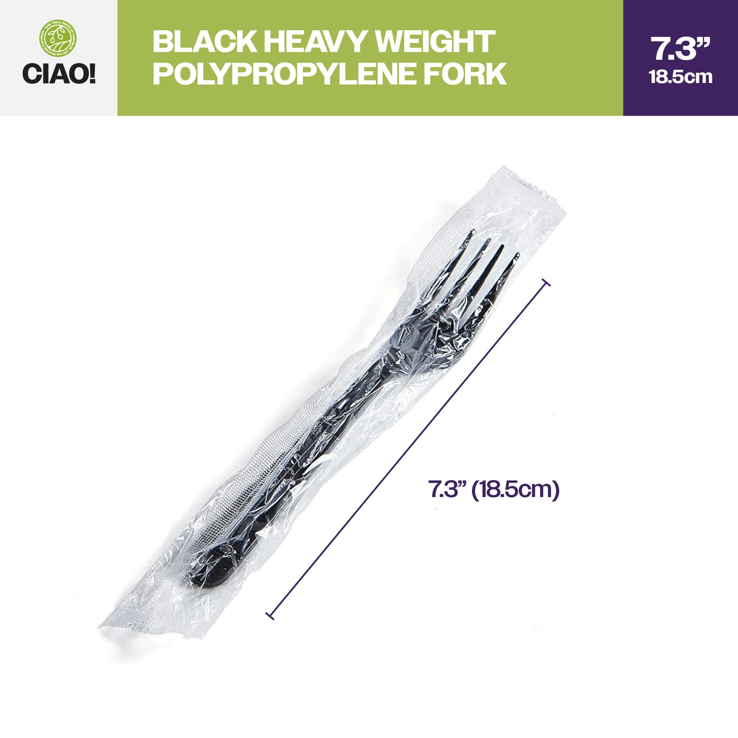 CIAO! Heavy Weight Black Fork Polypropylene Individually Wrapped (Case of 1,000)