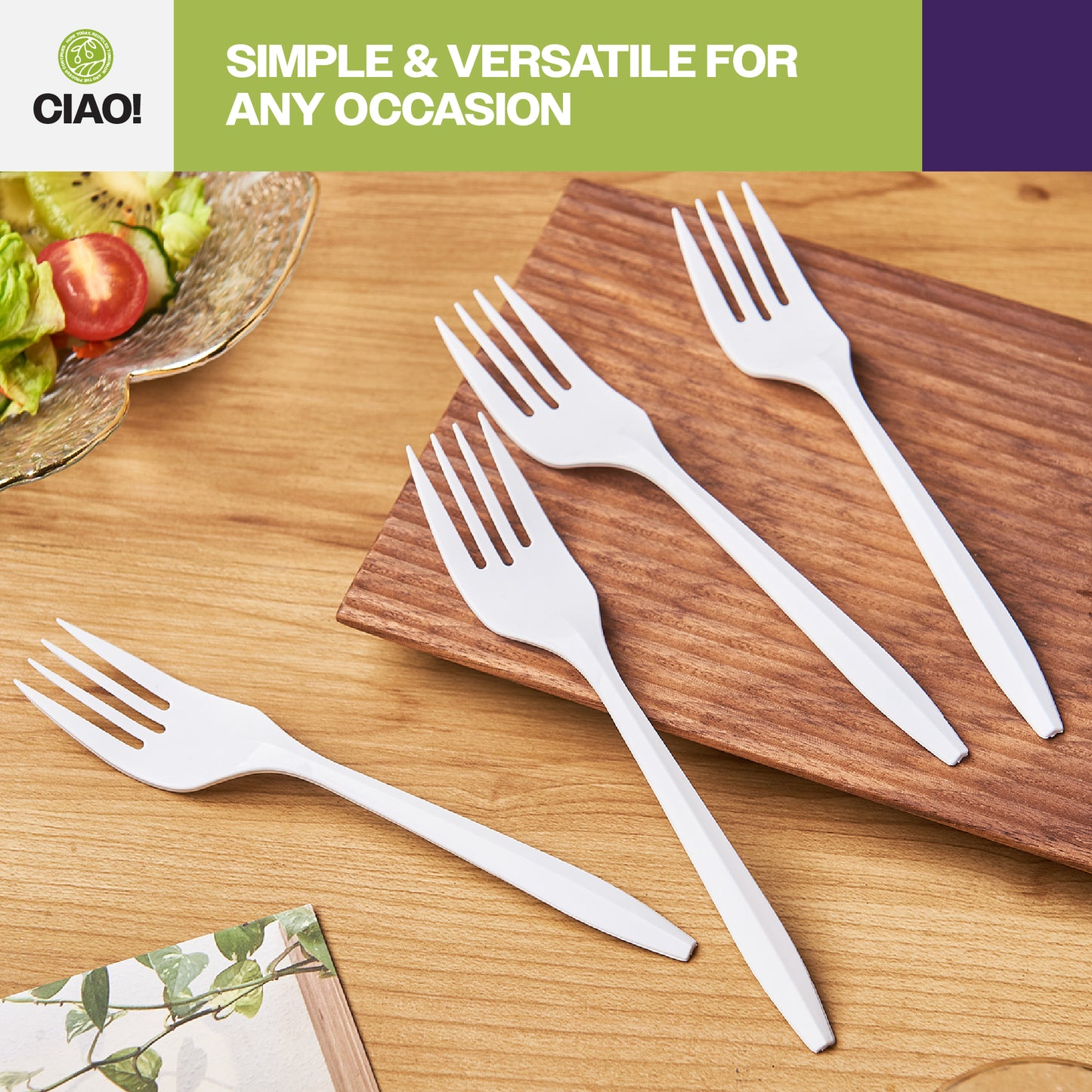 CIAO! Medium Weight Disposable White Fork Polypropylene (Case of 1,000)