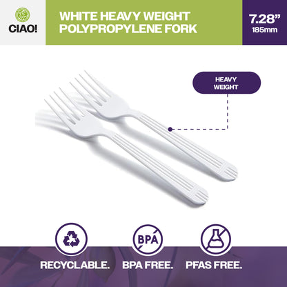 CIAO! Heavy Weight Disposable White Fork Polypropylene (Case of 1,000)