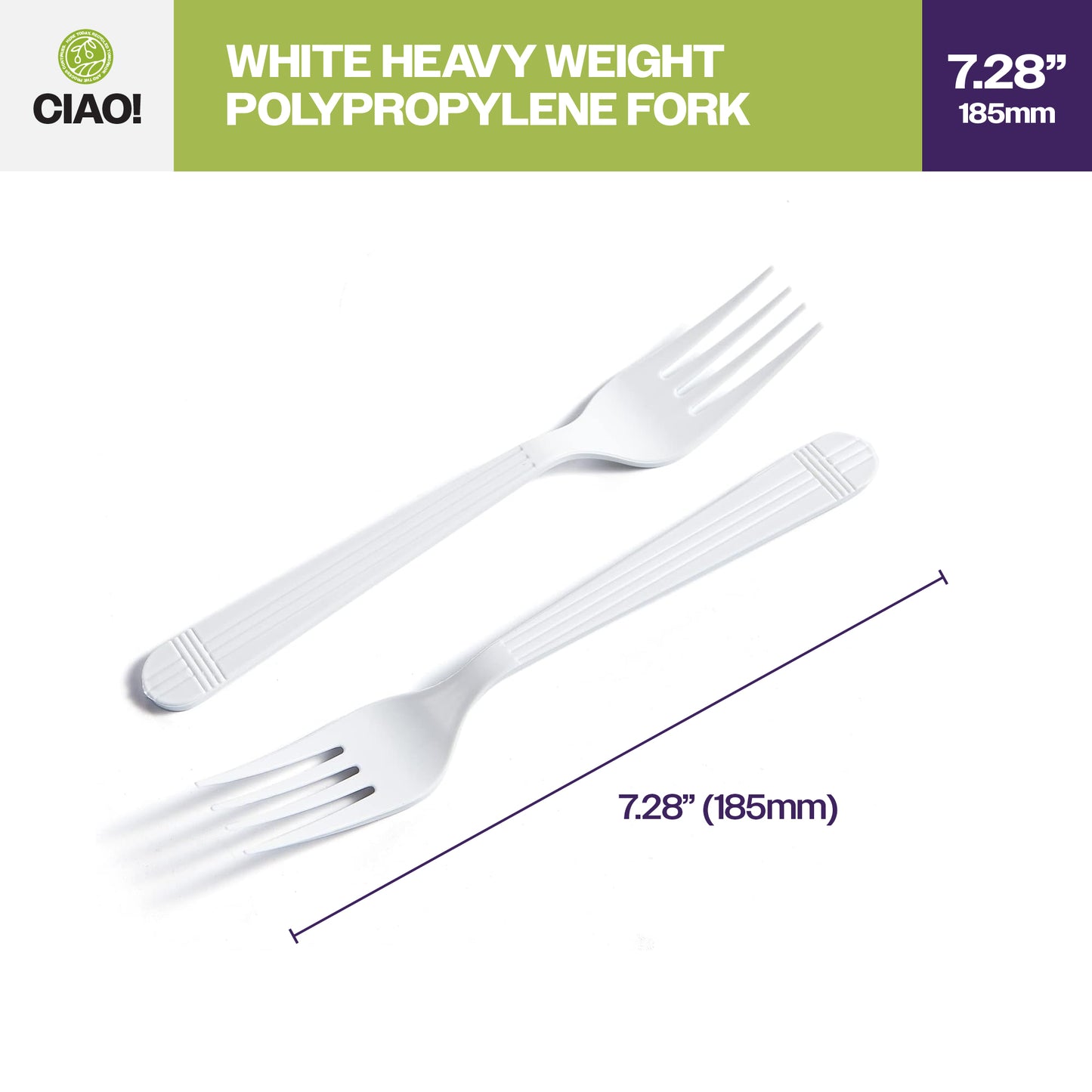 CIAO! Heavy Weight Disposable White Fork Polypropylene (Case of 1,000)