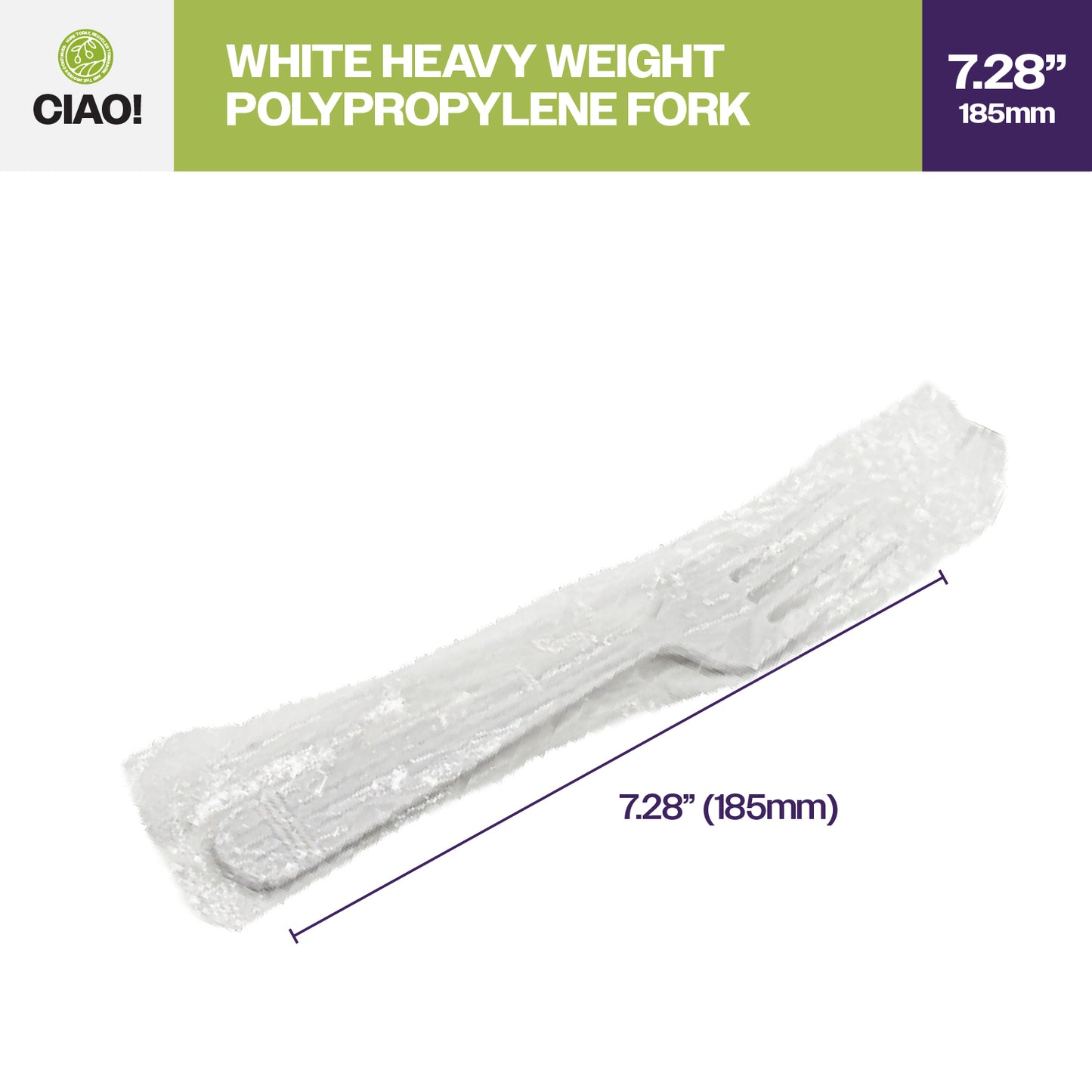 CIAO! Heavy Weight White Fork Polypropylene Individually Wrapped (Case of 1,000)