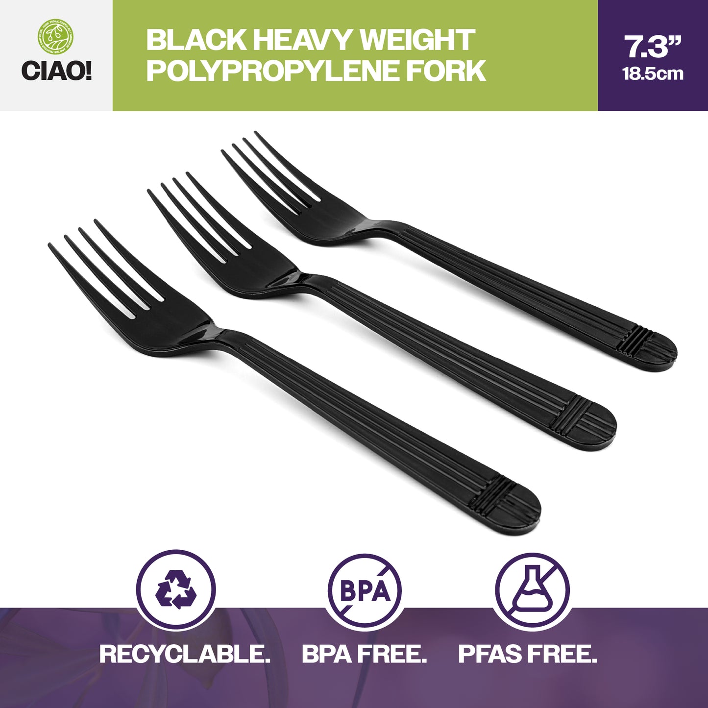 CIAO! Heavy Duty Black Polypropylene Disposable Forks, Foodservice Bulk Pack – 1,000 Count
