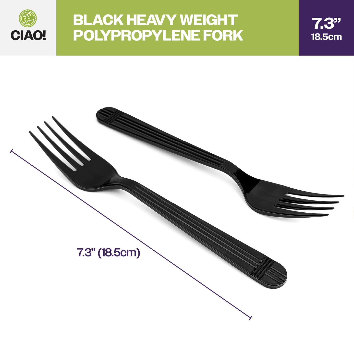 CIAO! Heavy Duty Black Polypropylene Disposable Forks, Foodservice Bulk Pack – 1,000 Count