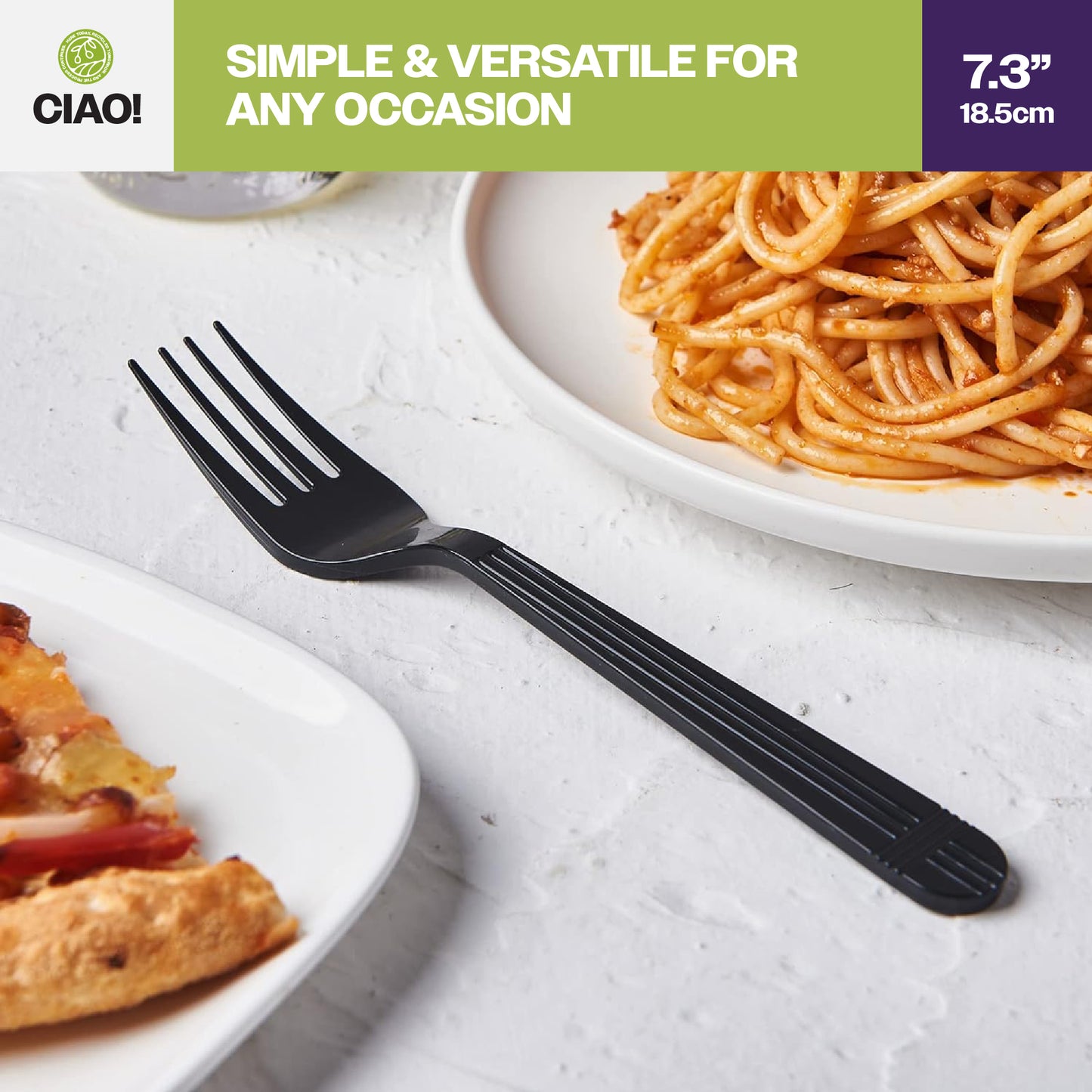 CIAO! Heavy Duty Black Polypropylene Disposable Forks, Foodservice Bulk Pack – 1,000 Count