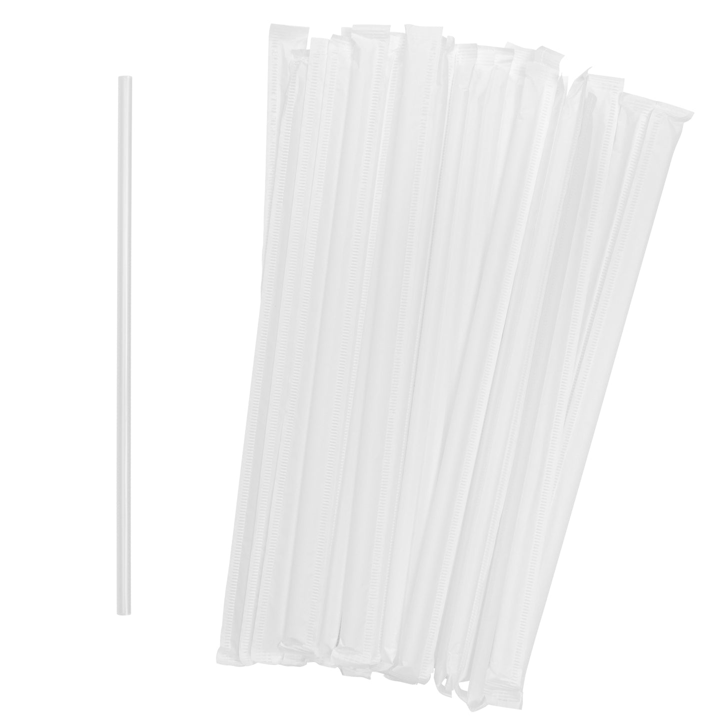 CIAO! 9" Clear Super Jumbo Straws .26" outside diameter(6.7mm) Paper Wrapped 9,000/case…