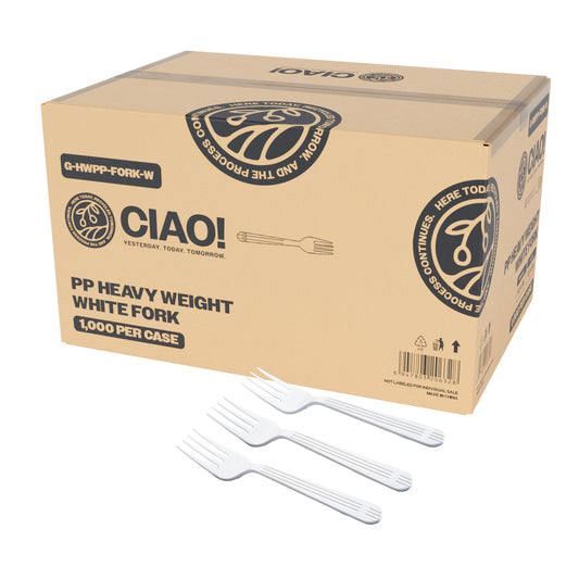 CIAO! Heavy Weight Disposable White Fork Polypropylene (Case of 1,000)