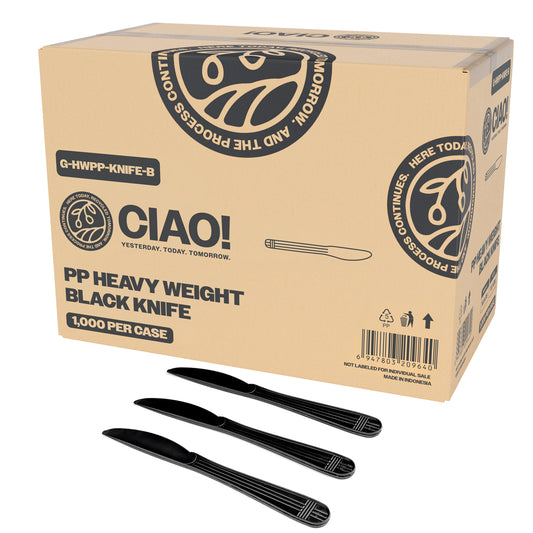 CIAO! Heavy Duty Black Polypropylene Disposable Knives, Foodservice Bulk Pack – 1,000 Count