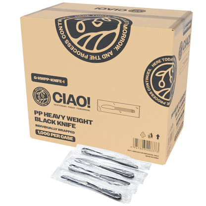 CIAO! Heavy Weight Black Knife Polypropylene Individually Wrapped (Case of 1,000)