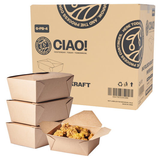 CIAO! Kraft Take Out Microwavable Food Containers, #4 110 oz (160/case)…