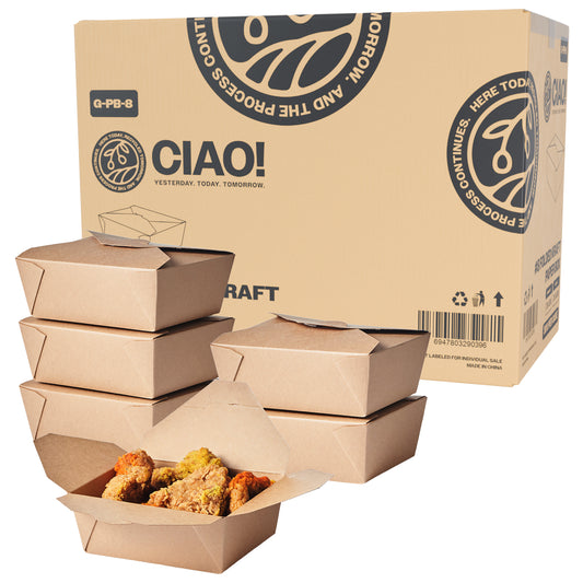 CIAO! Kraft Take Out Microwavable Food Containers, #8 48 oz (300/case)…