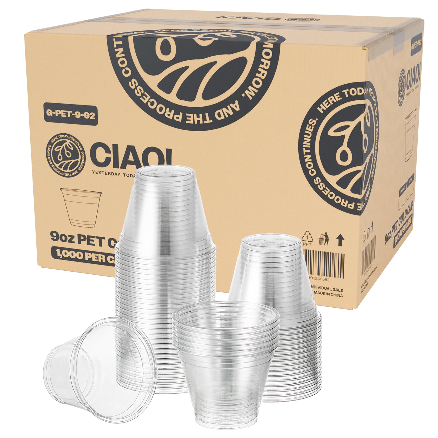 CIAO! 9OZ PET Plastic Cold Cup (Case of 1,000)