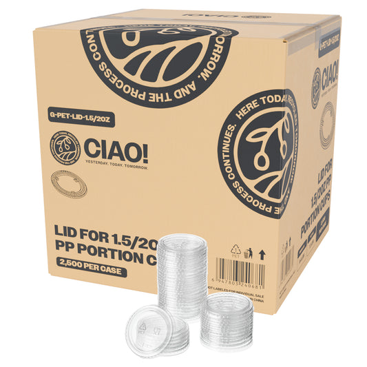 CIAO! Clear PET Lid For 1.5 and 2OZ Portion Cups (Case of 2,500)