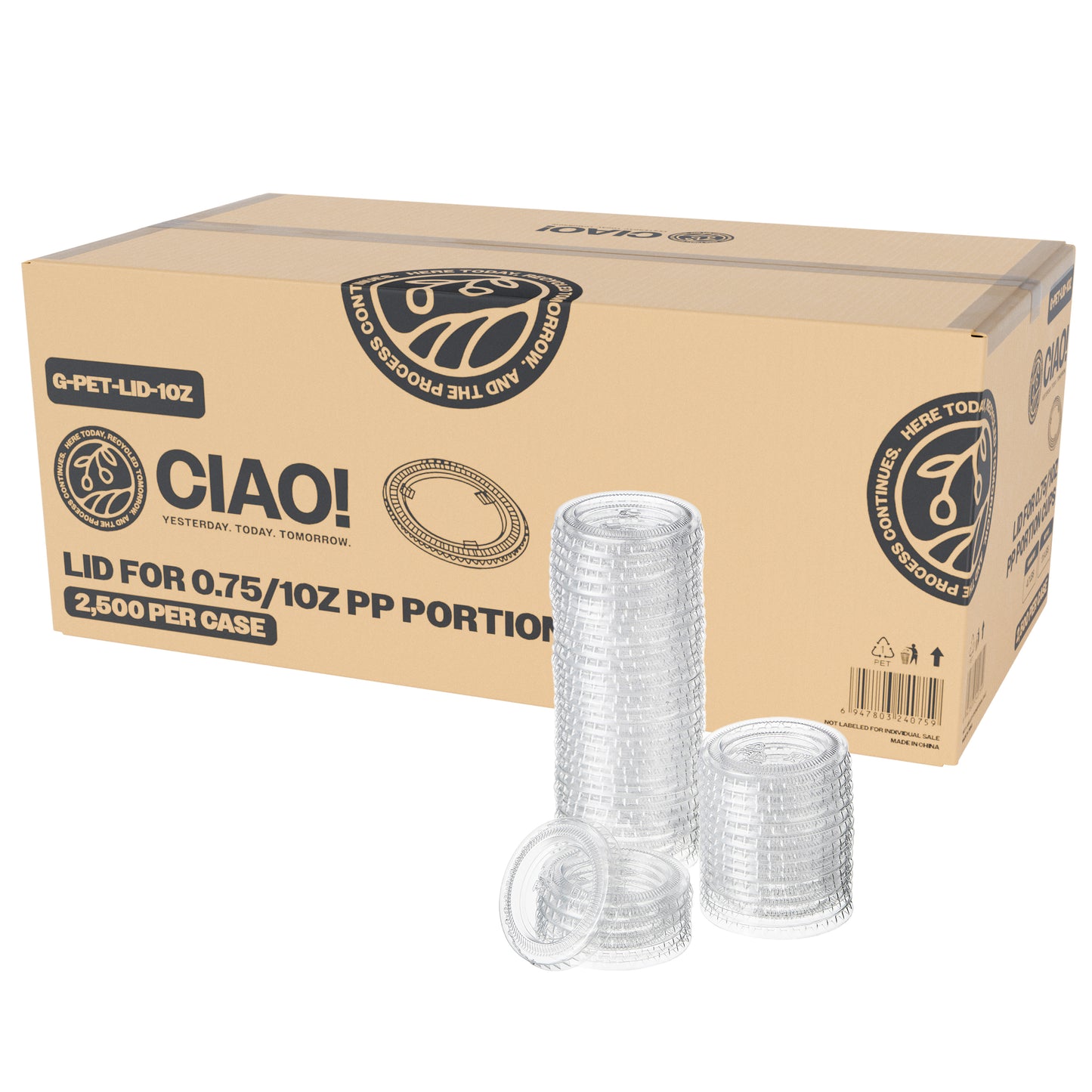 CIAO! PET Clear LID For 0.75 and 1OZ Portion Cups (Case of 2,500)