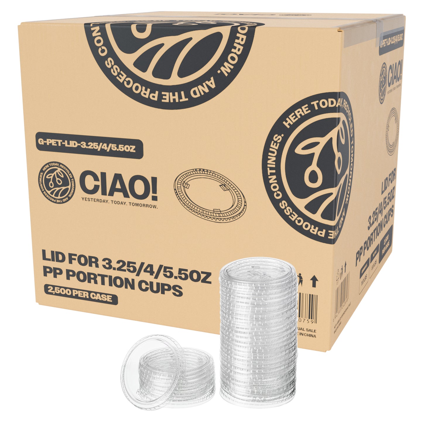 CIAO! Clear PET Lid FOR 3.25, 4 and 5.5OZ Portion Cups (Case of 2,500)