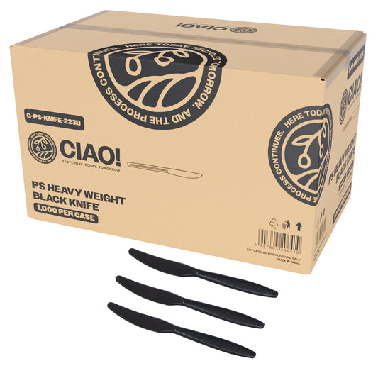 CIAO! Polystyrene Disposable Knife Black (Case of 1,000)