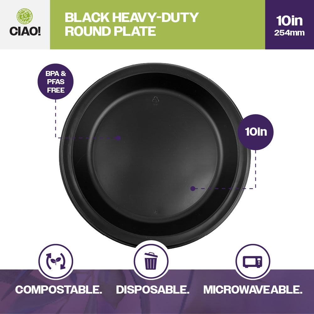 10" Black MFPP Round Plate