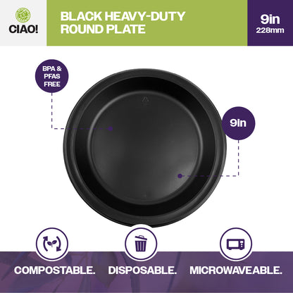 9" Black MFPP Round Plate