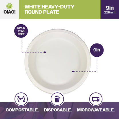 9" White MFPP Round Plate