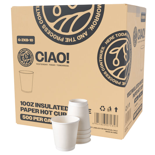 CIAO! 10 oz Insulated Double Wall Paper Hot Cup, 500 Count