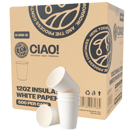 CIAO! 12 oz Insulated Double Wall Paper Hot Cup, 500 Count