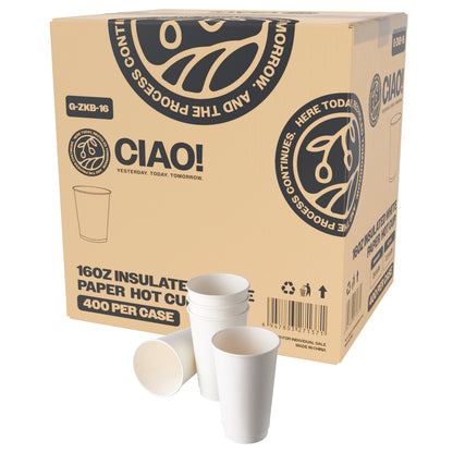 CIAO! 16 oz Insulated Double Wall Paper Hot Cup, 500 Count