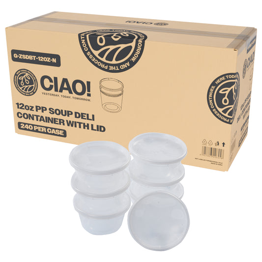 CIAO! 12OZ Injection Molded Soup-Deli Container with Lid, (240/240 combo pack)