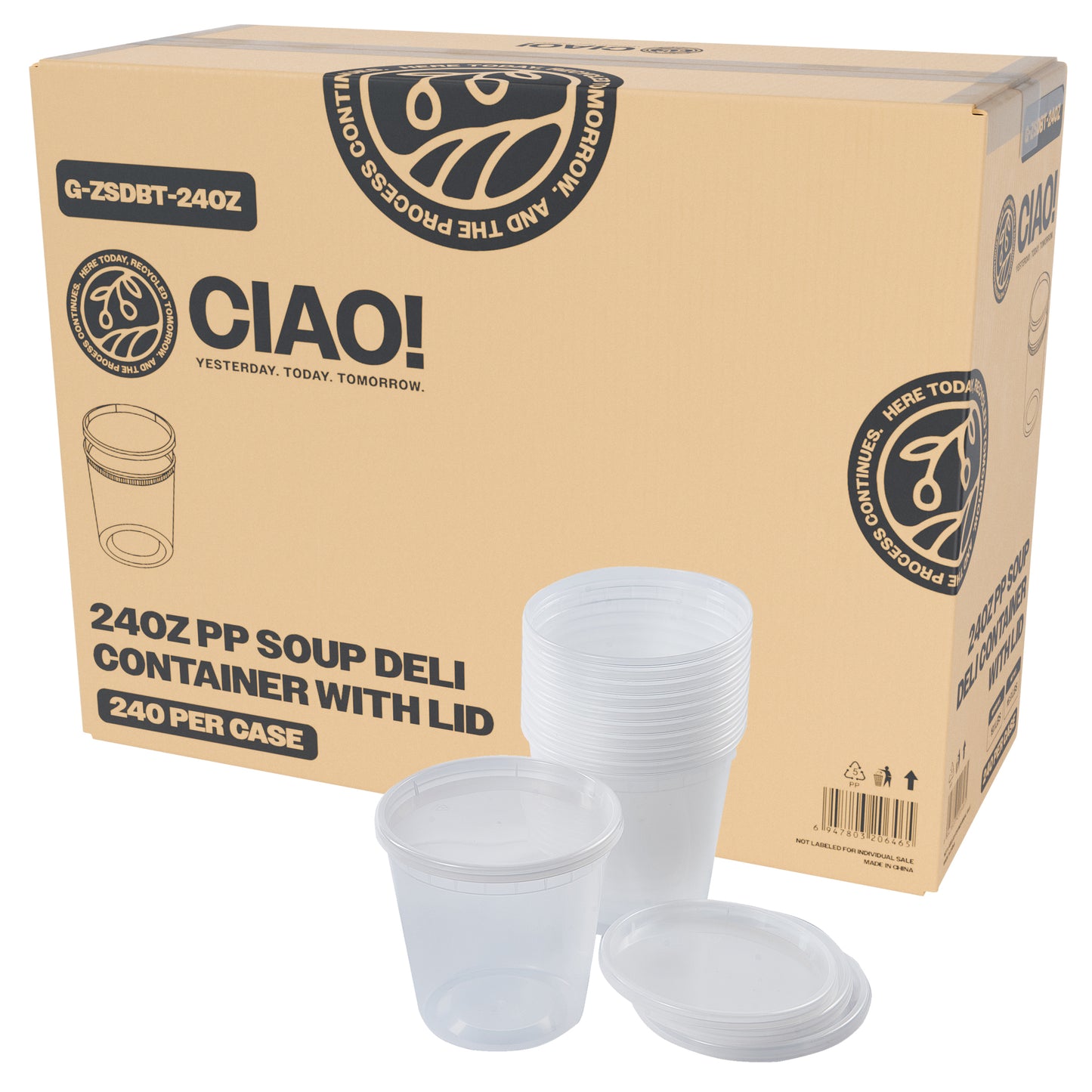 CIAO! 24OZ Injection Molded Soup-Deli Container with Lid (240/240 combo pack)