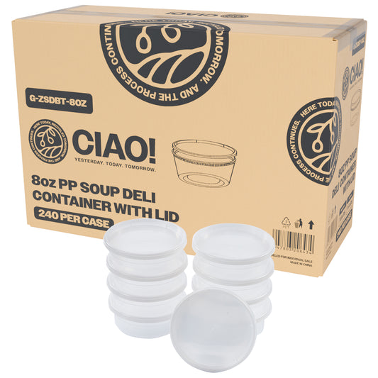 CIAO! 8OZ Injection Molded Soup-Deli Container with Lid (240/240 combo pack)