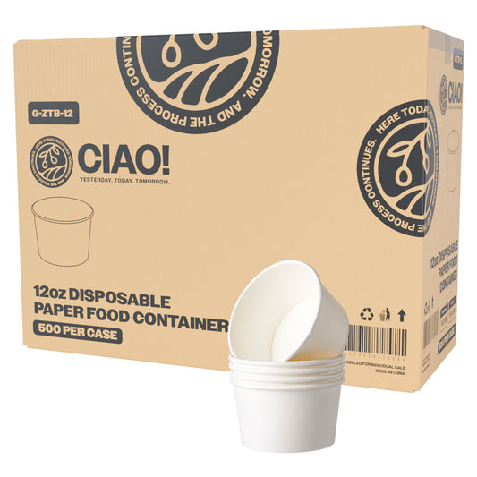 CIAO! 12OZ Disposable White Paper Food Container (500/case)