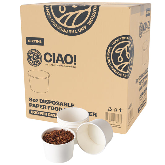 CIAO! 8OZ Disposable White Paper Food Container (1000/case)