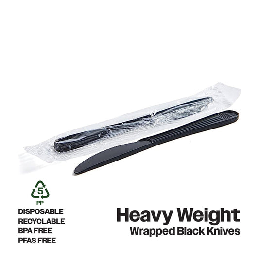 CIAO! Heavy Weight Black Knife Polypropylene Individually Wrapped (Case of 1,000)