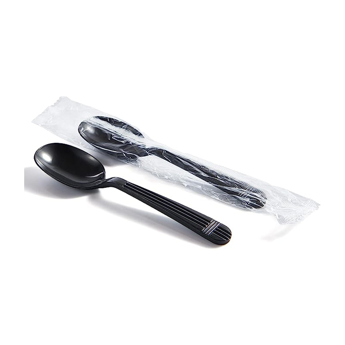 CIAO! Heavy Weight Black Soupspoons Polypropylene Individually Wrapped (Case of 1,000)