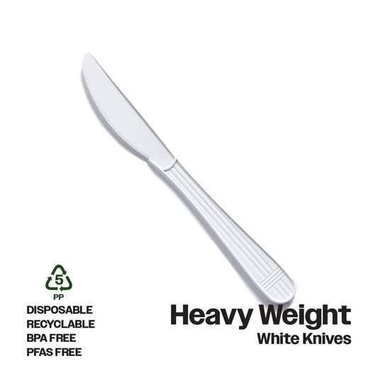 CIAO! Heavy Weight Disposable White Knife Polypropylene (Case of 1,000)