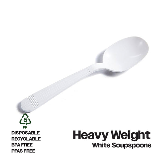 CIAO! Heavy Weight Disposable White Soupspoons Polypropylene (Case of 1,000)