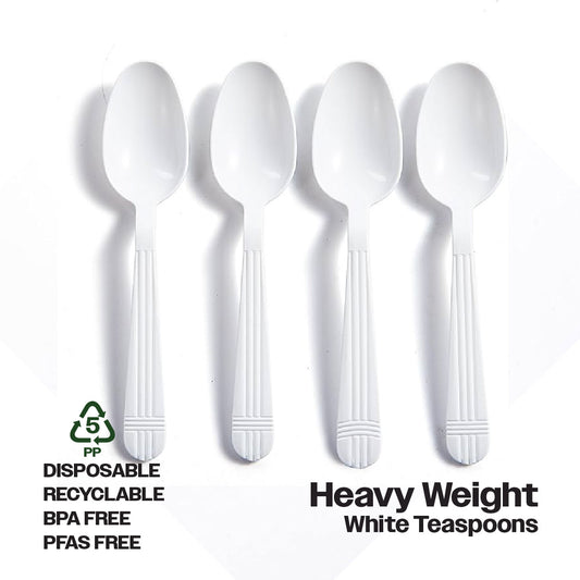 CIAO! Heavy Weight Disposable White Teaspoons Polypropylene (Case of 1,000)