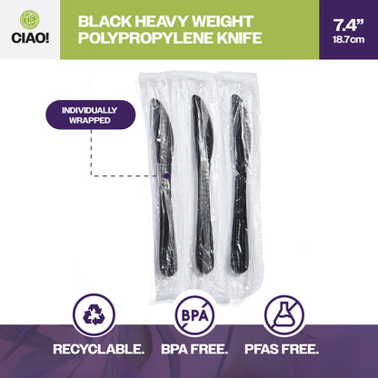 CIAO! Heavy Weight Black Knife Polypropylene Individually Wrapped (Case of 1,000)