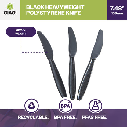 CIAO! Polystyrene Disposable Knife Black (Case of 1,000)