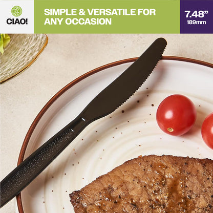 CIAO! Polystyrene Disposable Knife Black (Case of 1,000)