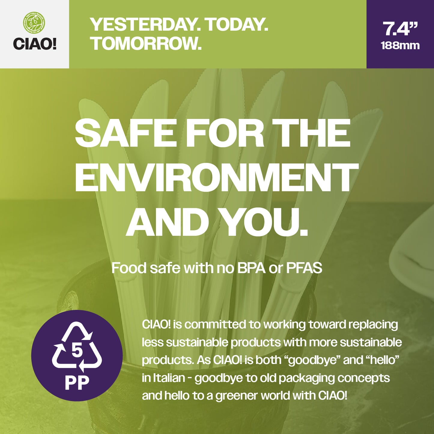 CIAO! Heavy Weight White Knife Polypropylene Individually Wrapped (Case of 1,000)